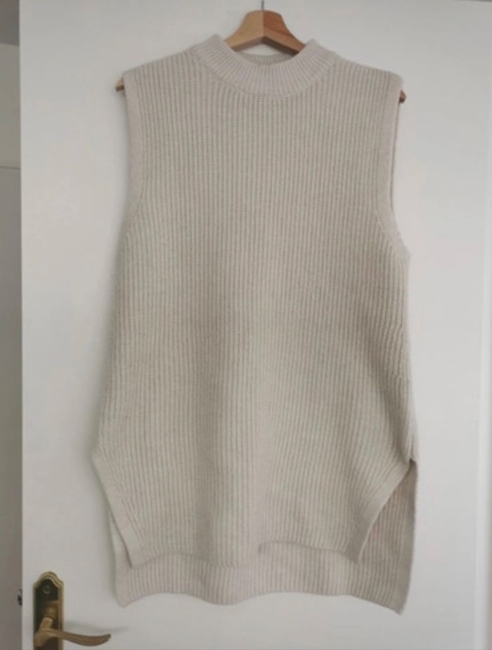 Pull sans manches beige