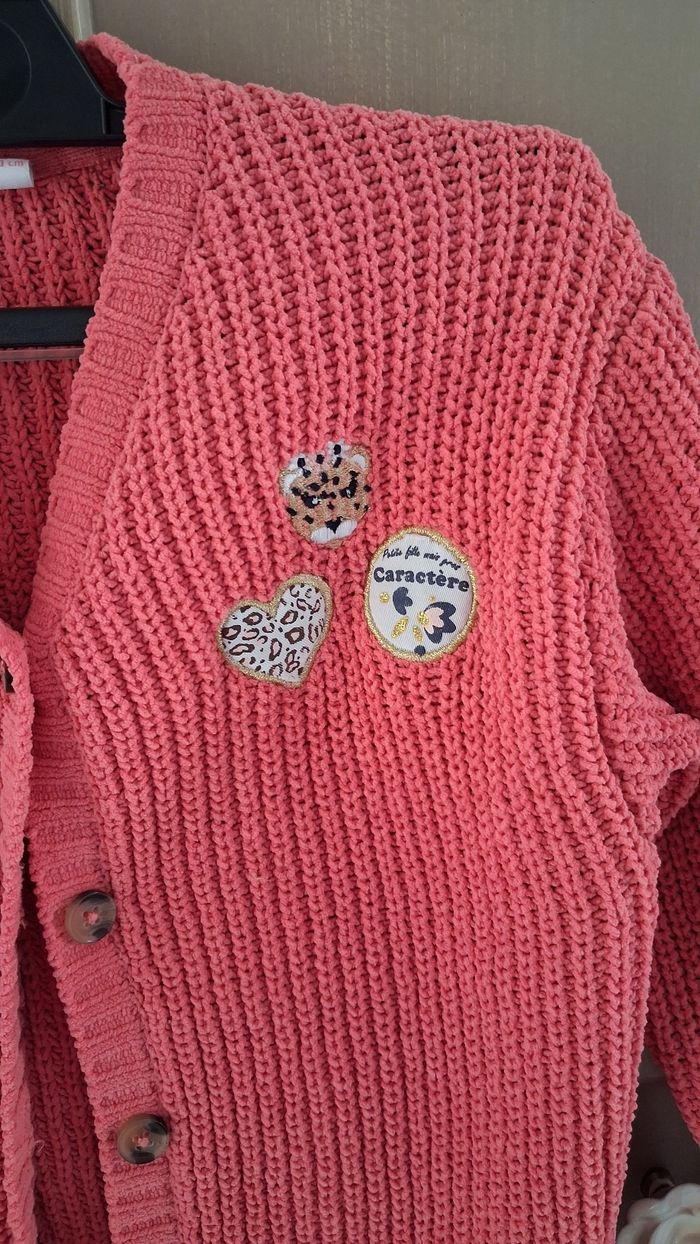 Gilet grosse maille rose lili marelle 10 ans - photo numéro 2