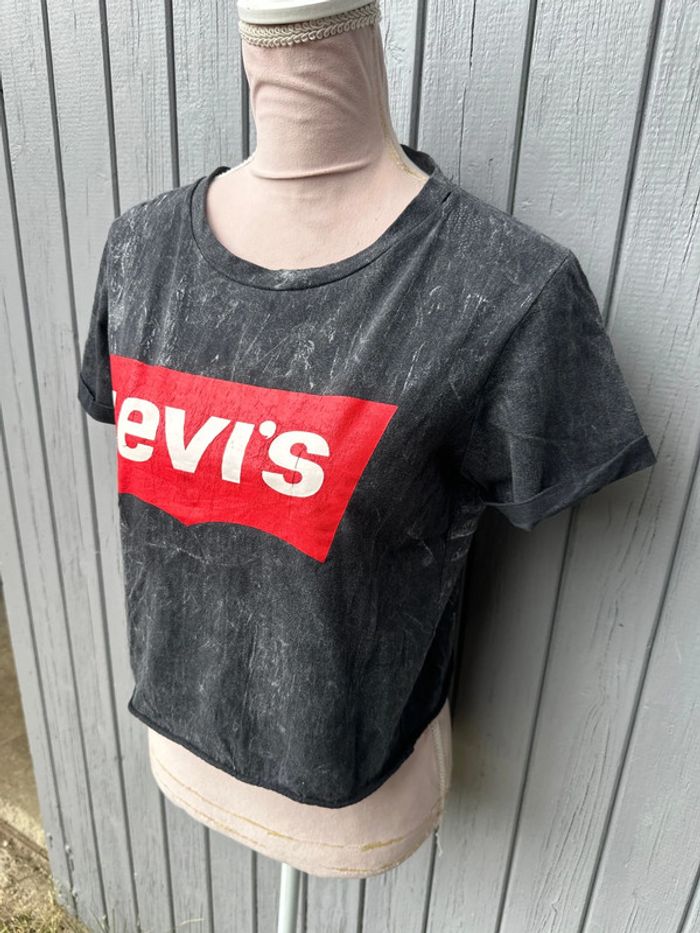 T-shirt manches courtes rouge et gris crop top été - photo numéro 3