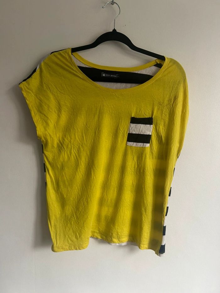 Joli t-shirt jaune et rayures • style Petit Bateau • Taille M