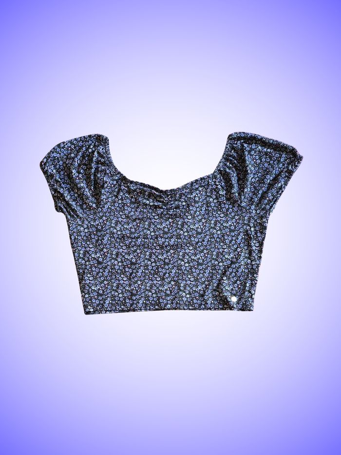 Top Court Crop Top Fleuri Taille 42 XL Lulu Castagnette