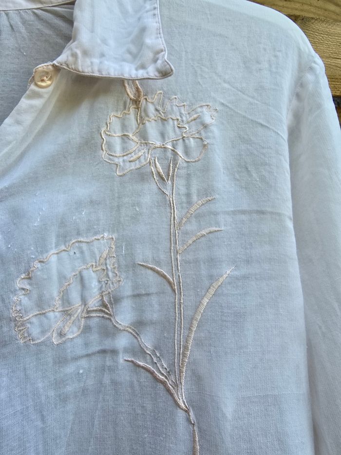 Chemisier brodé en voile de coton 🍒vintage 90🍒taille 40 - photo numéro 6