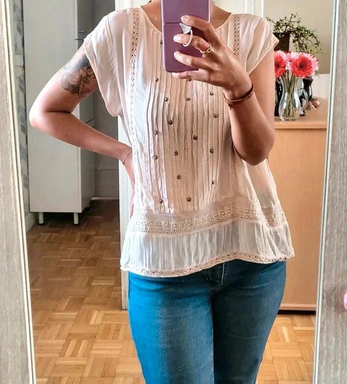 Magnifique blouse vieux rose Taille S - photo numéro 5