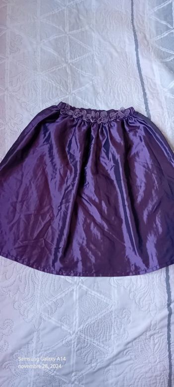 Jupe longue en soie synthétique fleurs brodées violet fille 8 ans tout compte fait