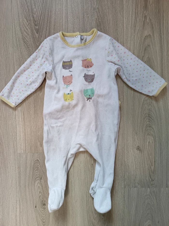 Lot pyjamas velours Orchestra motifs chats fille 12 mois - photo numéro 5