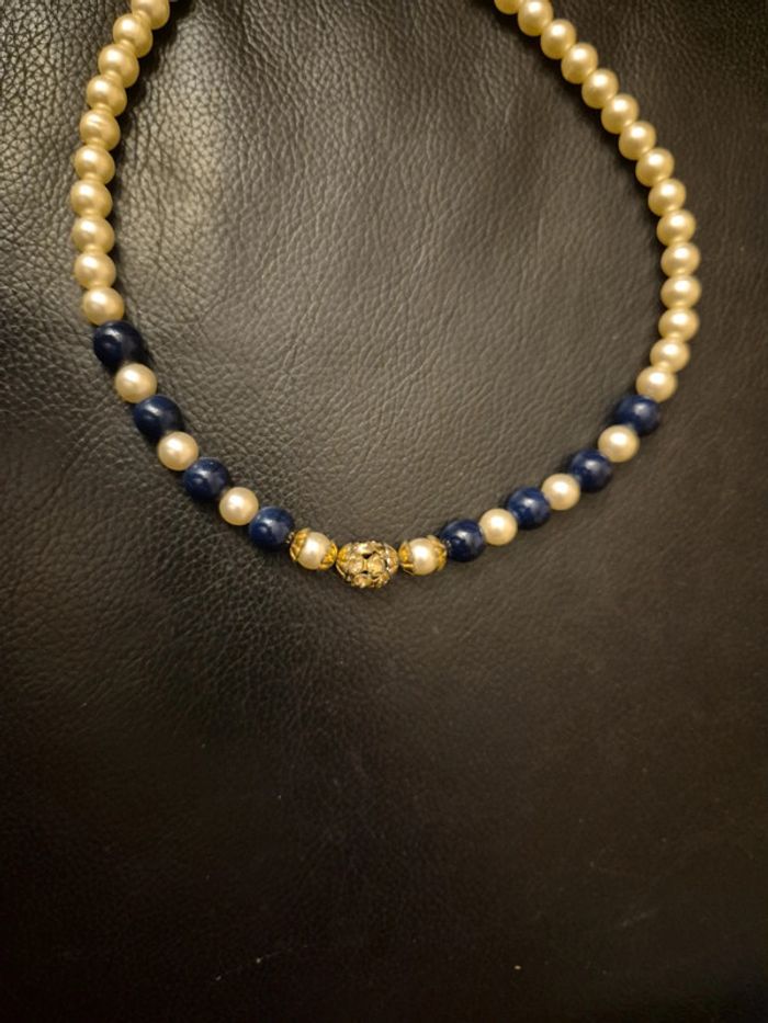 collier ras de cou perle et strass - photo numéro 4