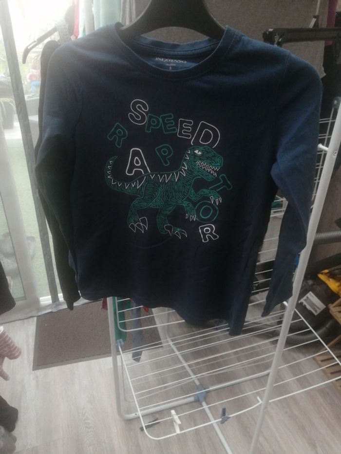 Tee shirt manche longue dinosaure 8A