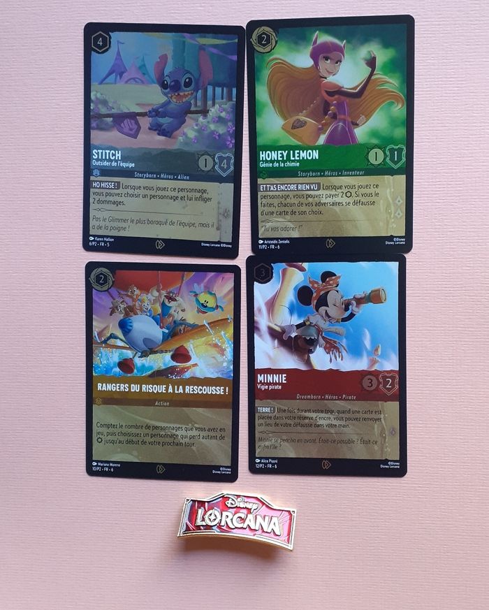 Lorcana: Pin's +4 cartes foil (Stitch,Minnie,Honey,Rangers) - photo numéro 2
