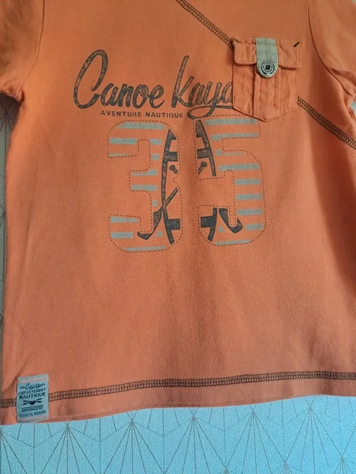 T-shirt garçon 5 ans terre de marins orange comme neuf - photo numéro 2