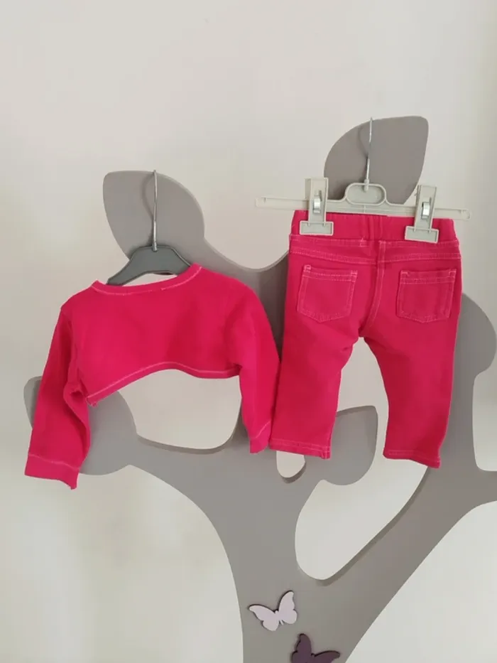 Ensemble jegging boléro fuschia Zeeman taille 6 mois - photo numéro 2
