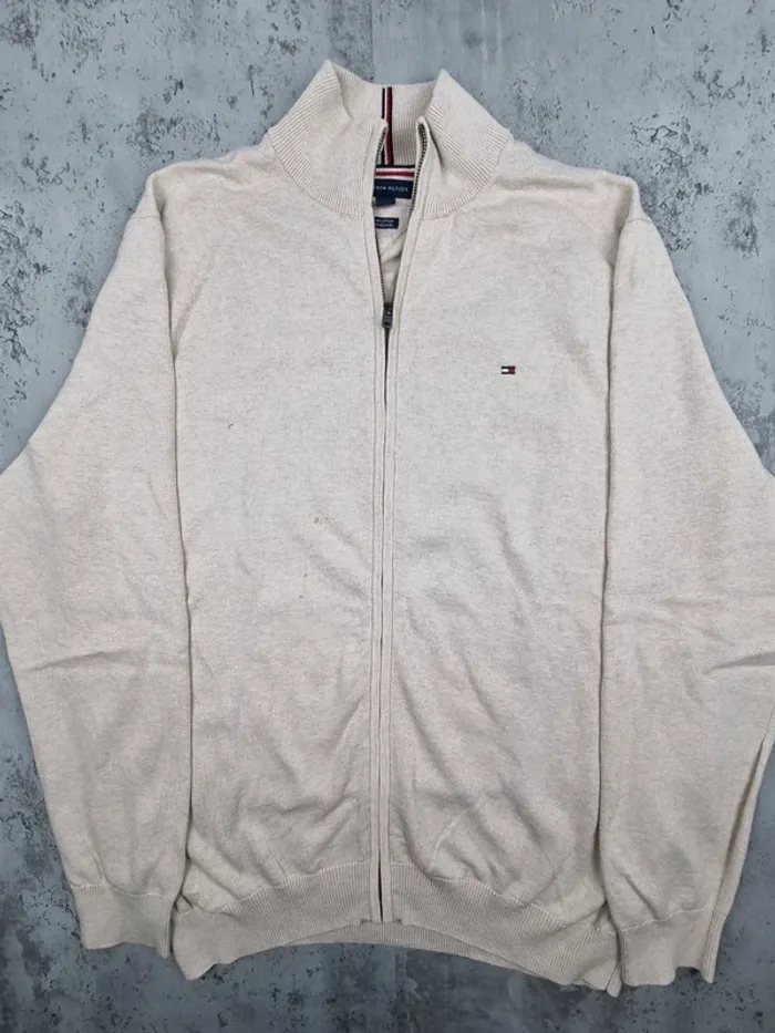 Gilet zippé beige Tommy Hilfiger – Taille XXL Homme (mesures en photos) - photo numéro 3