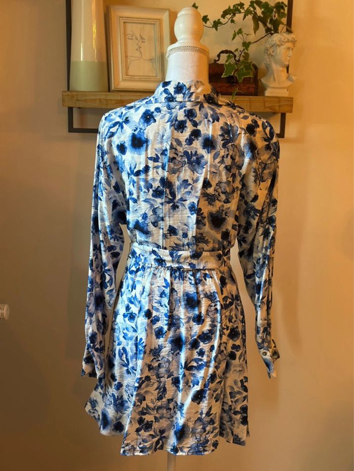 Robe chemise fleurie bleu neuve H&M – Taille XS - photo numéro 5