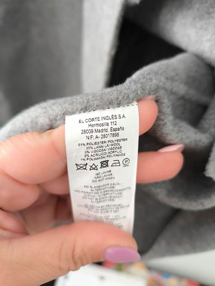 Manteau gris femme El Corte Inglés taille estimée XL  chic et structuré - photo numéro 3