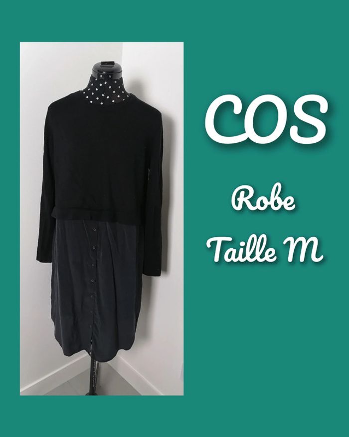 Robe 2 en 1 Laine et soie noir Taille M Cos