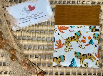 Protège carnet fait main en velours et tissu à motifs