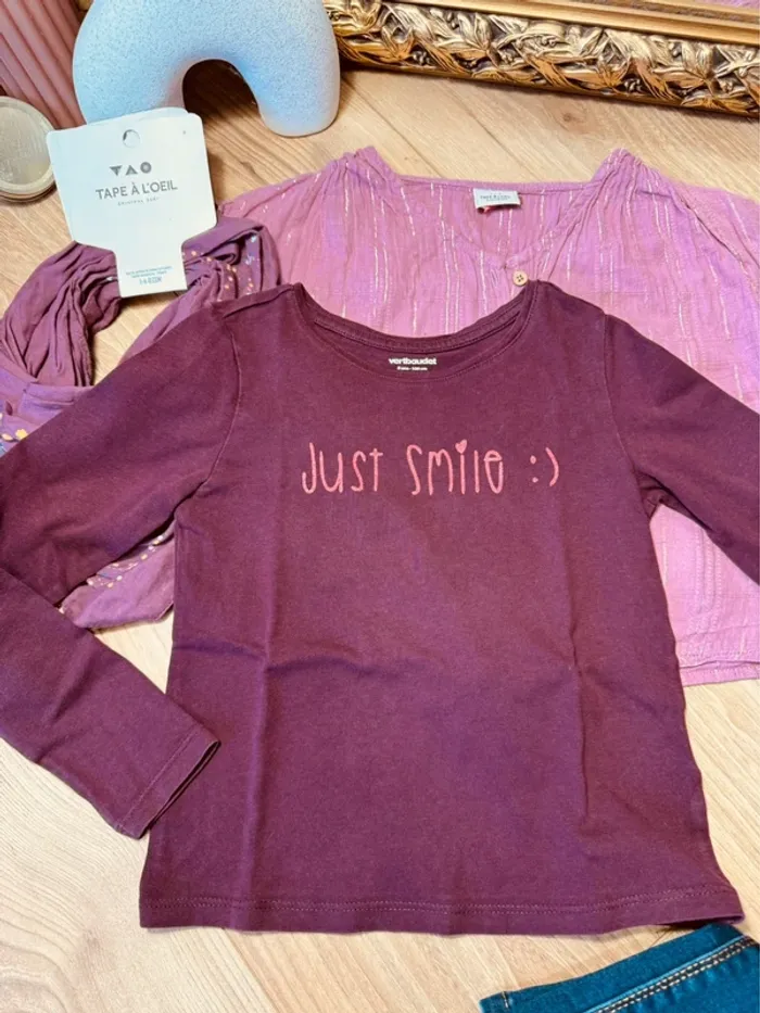 Taille 5 ans tenue 4 pièces fille Multimarque violet bleu * smile * 🌹 - photo numéro 7