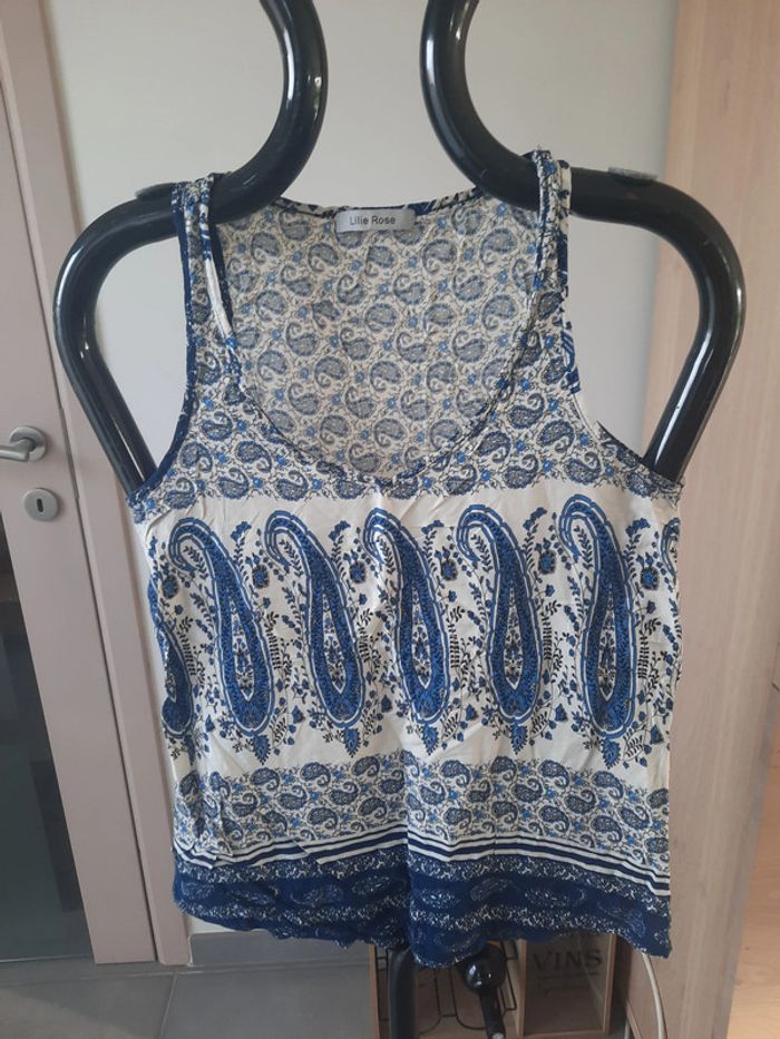 Top femme bleu et blanc taille M/L - photo numéro 2