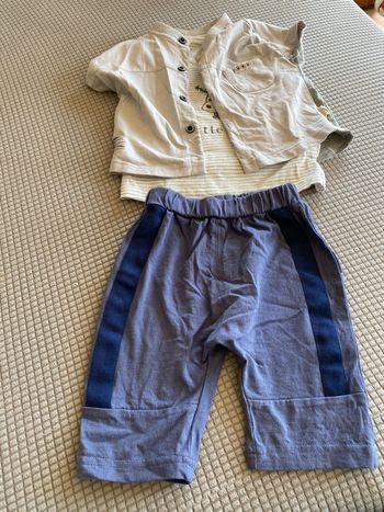 Ensemble 3 pieces 12/18 mois gilet T-shirt débardeur + pantacourt /short long