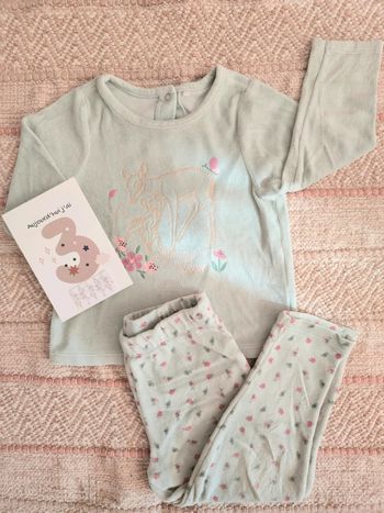 Pyjama velours Bambi vert clair Orchestra 36 mois