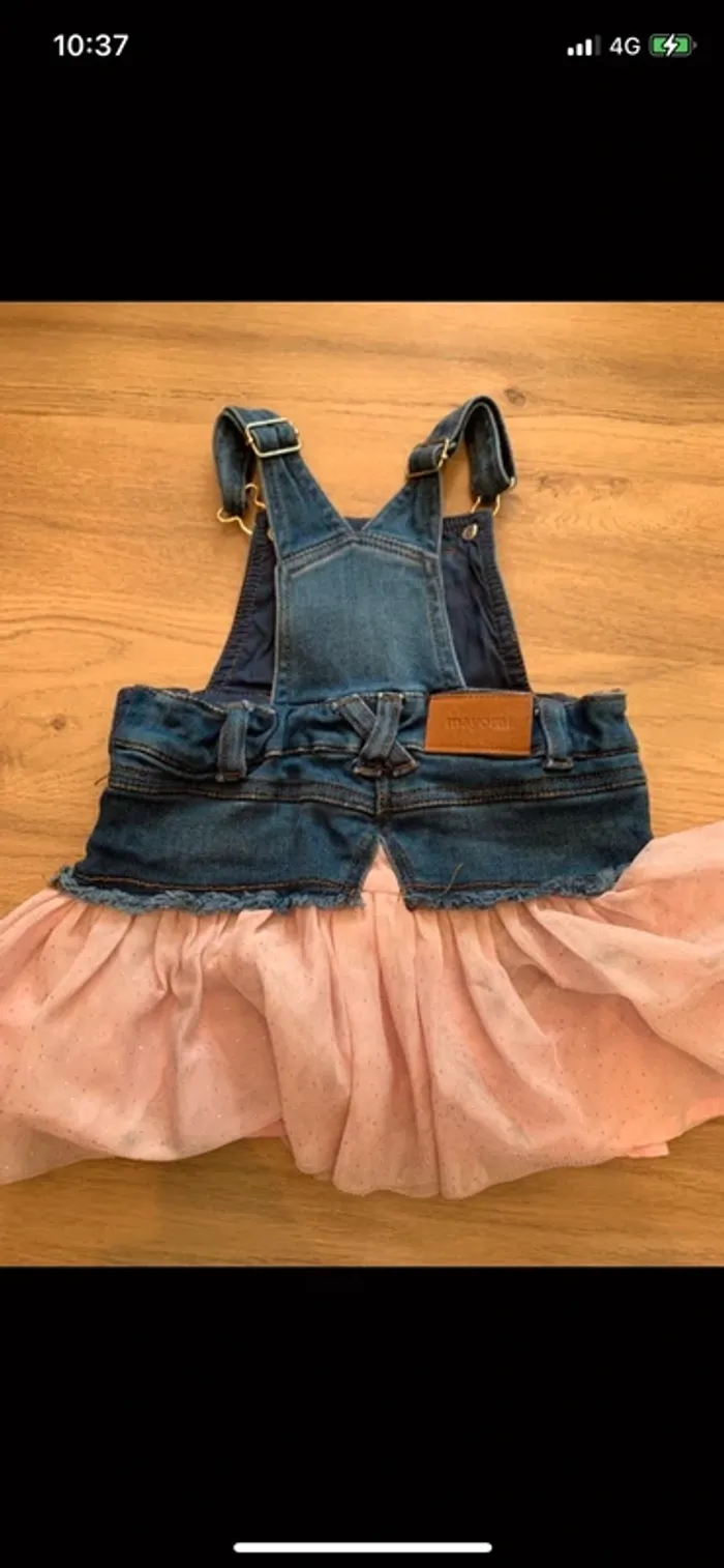 Robe en jean rose barbie tulle Mayoral taille 12 mois - photo numéro 5