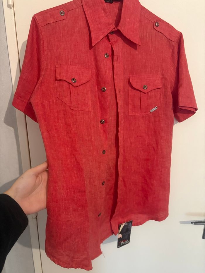 Chemise lin rouge