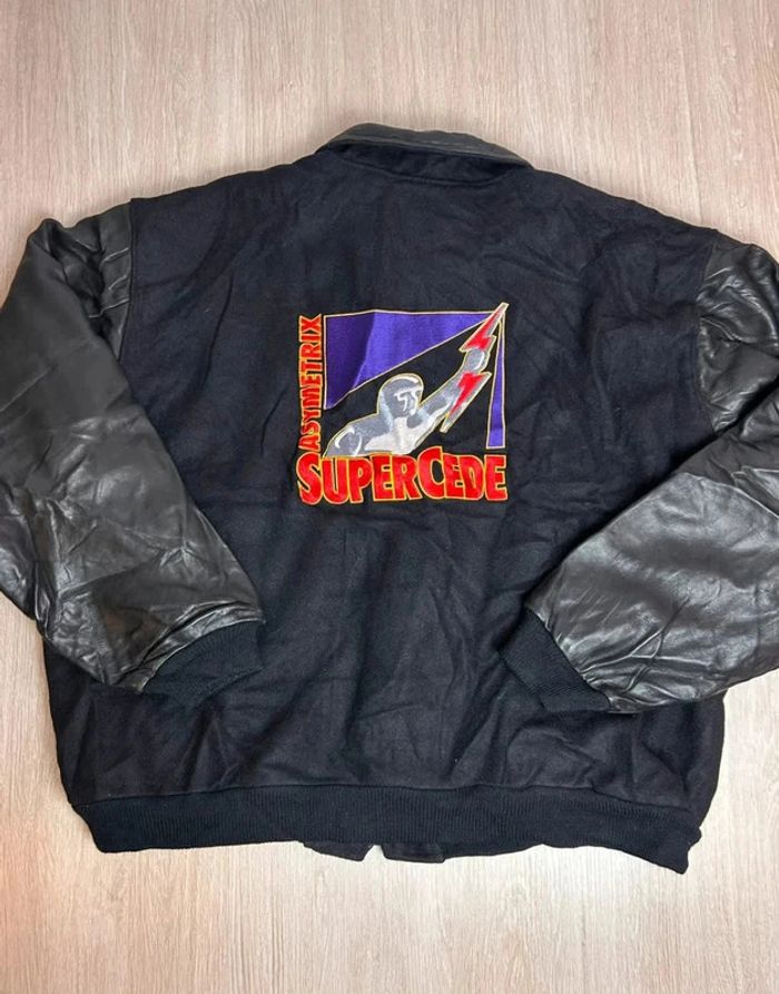 Veste Varsity Vintage Golden Bear x Asymetrix “Supercede” Cuir et Laine Noire Taille 3XL - photo numéro 3