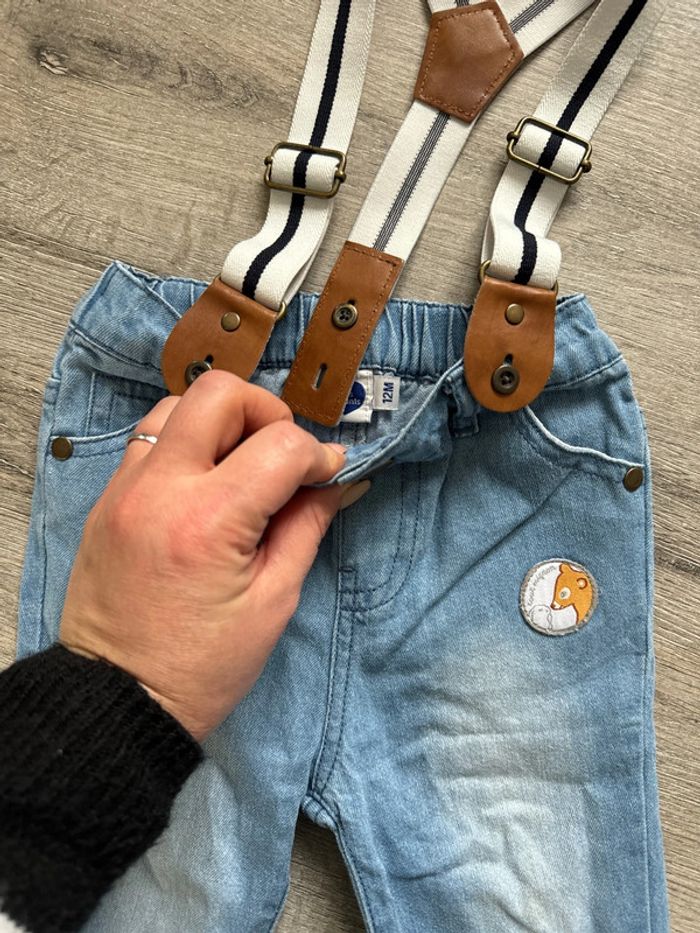 Jeans neuf mots d'enfants avec bretelles - photo numéro 2