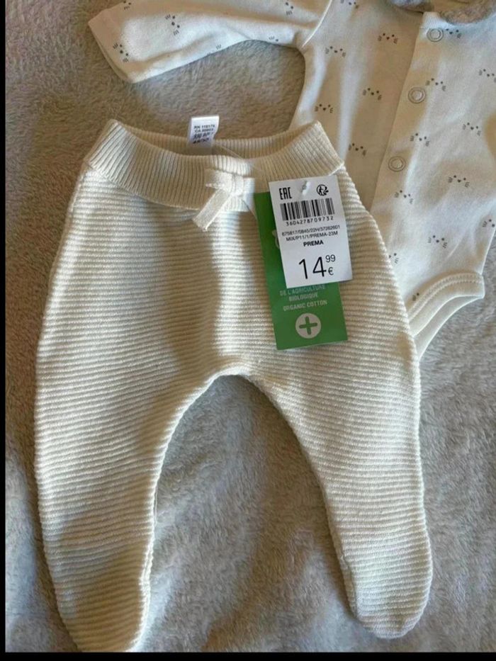 Lot  prématurée en Coton Bio – Confort & Douceur Naturelle pantalon et bodie - photo numéro 3