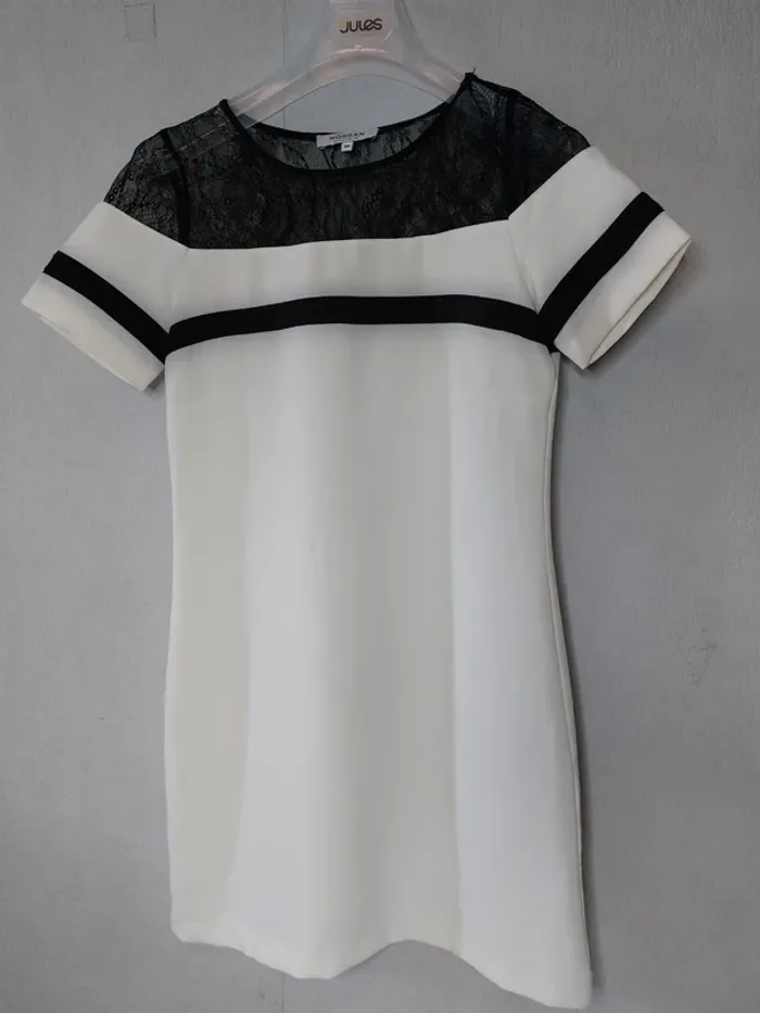 Robe crème et dentelle noir" Morgan" - photo numéro 3
