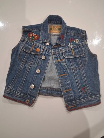 Veste sans manche en jean à fleurs Kimbaloo