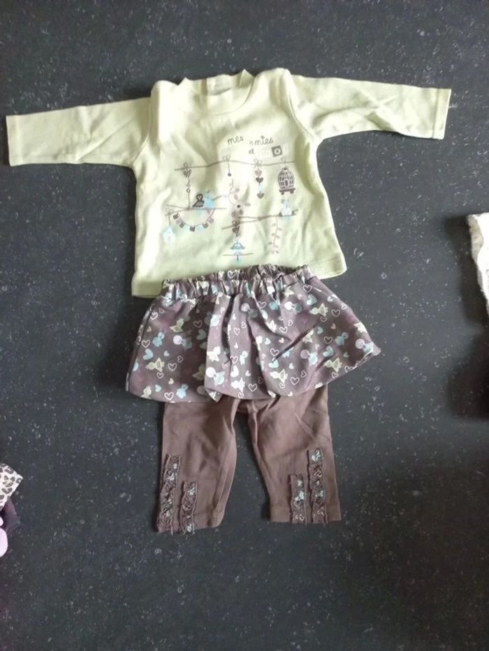 Ensemble 3 mois tee shirt avec legging jupe - photo numéro 2