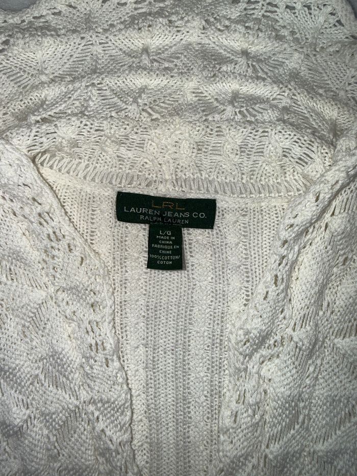 Cardigan en maille blanc taille L - Ralph Lauren Jeans Co - Gilet à torsades chic femme - photo numéro 9