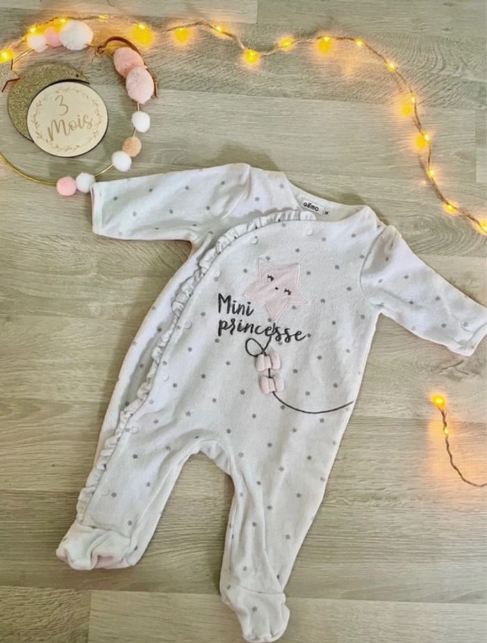 Lot de 5 pyjamas velours filles - 3 mois - photo numéro 3