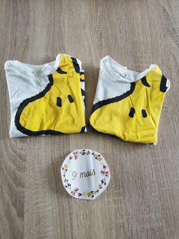 Lot de 2 t-shirt woodstock (snoopy) manches courtes bébé taille 6/9mois H&M en tbe