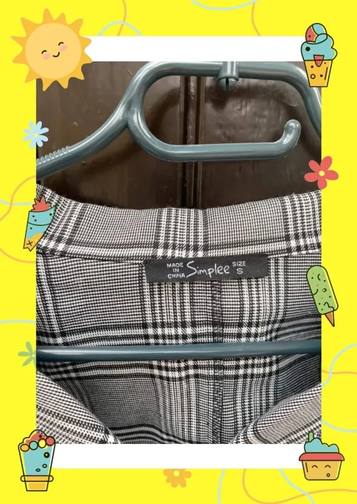 Blazer à carreaux avec boutons S 36 simplee shein - photo numéro 2