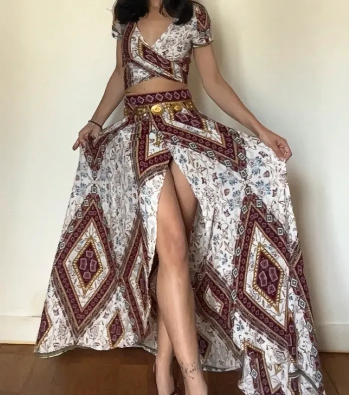 Magnifique ensemble haut et jupe indienne