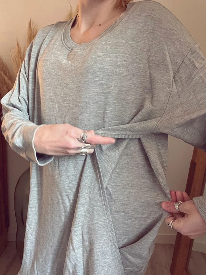 Magnifique robe allaitante grise oversize sweat-shirt boob neuve M - photo numéro 2