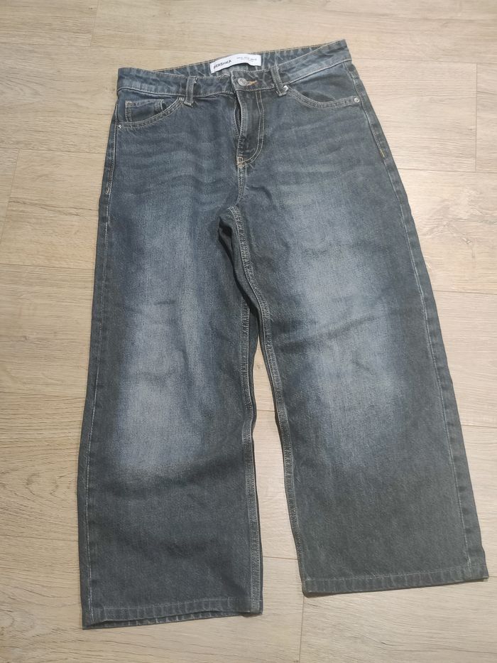 Jean droit baggy taille basse bleu foncé Bershka Taille 32 ( court)