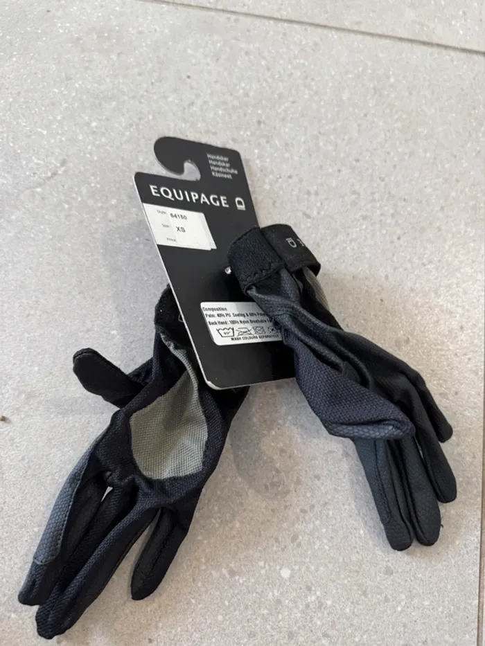 Gants noir Equipage taille XS, neuf
