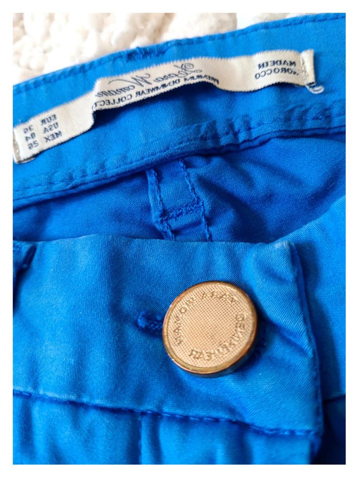 Zara Woman Pantalon droit bleu vif T. 36 EU  97% coton -- - photo numéro 3