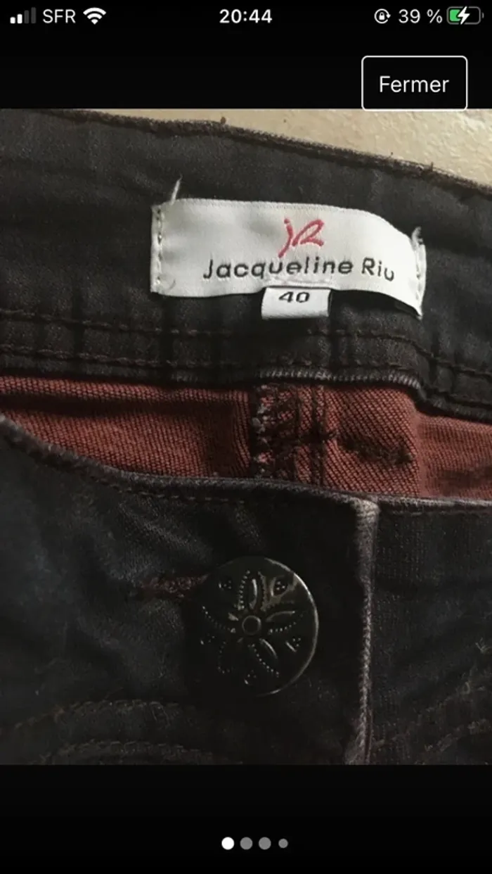 Superbe jeans noir en 40 excellent état de marque Jacqueline Riu