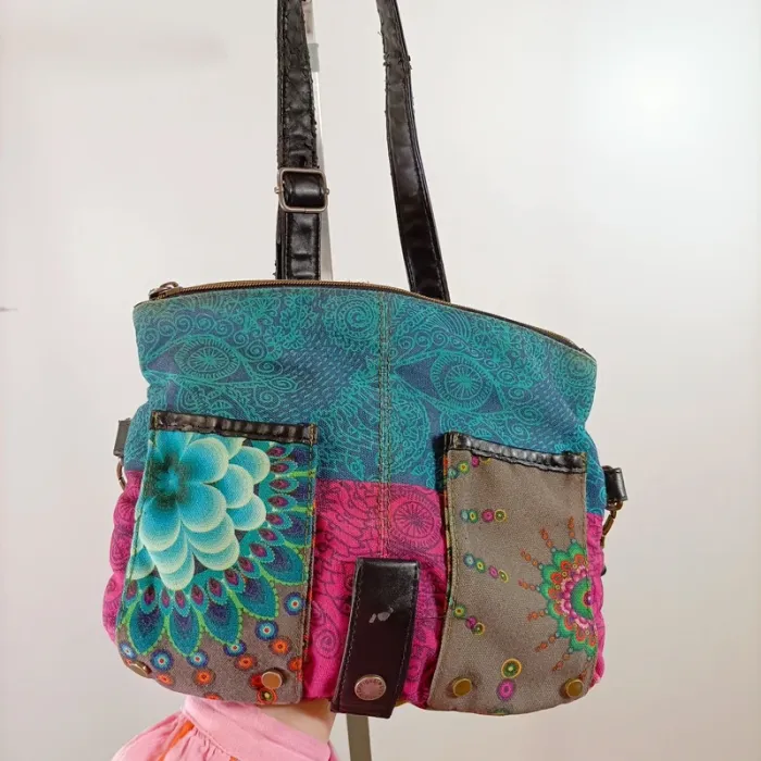 Lot 2 sacs desigual colorés motifs bohème ethnique porté main et bandoulière S041 - photo numéro 10