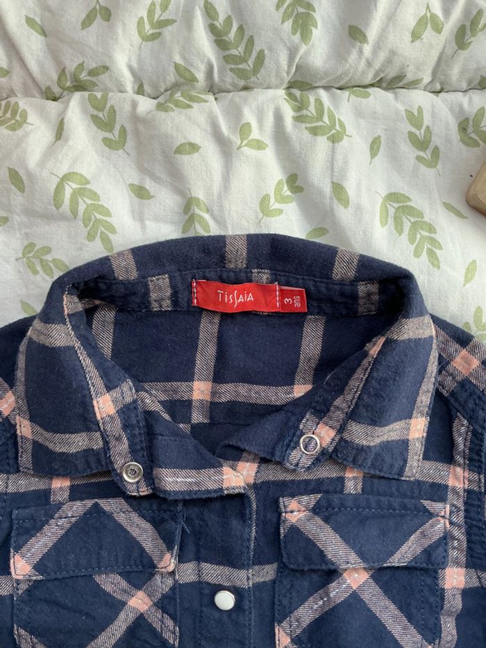 chemise manches longues marine et rose 3 ans tissaia - photo numéro 6
