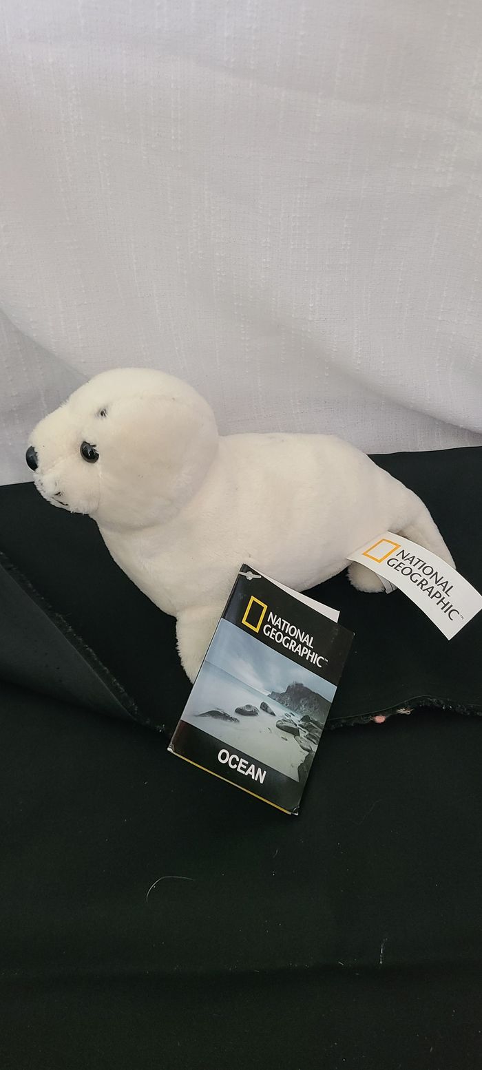 Doudou Peluche National Geographic Bébé Phoque Blanc Noir Jemin