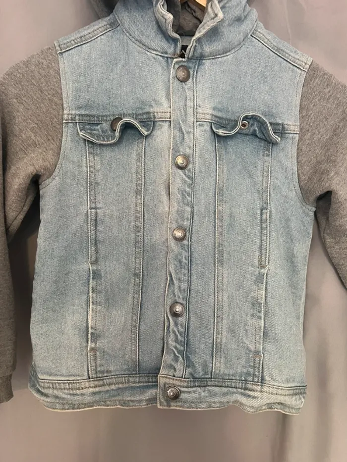 veste en jean bi matière - photo numéro 2