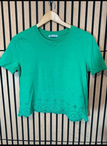 Haut T-shirt vert Zara