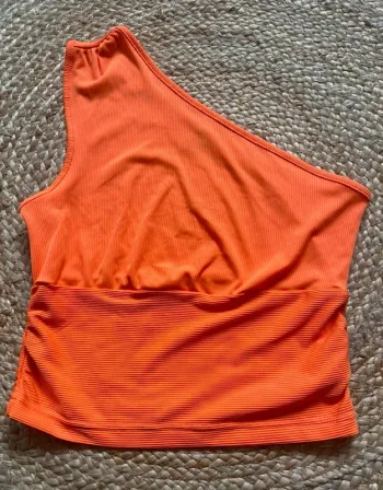 🧡 Top asymétrique 1 épaule dénudée orange vif  Taille XS 🧡