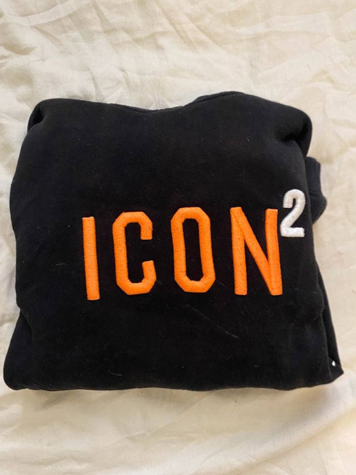 Sweat à capuche noir Icon 2 – Capuche orange