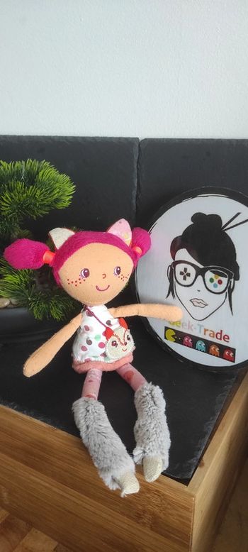 Doudou poupée chiffon Alice Lilliputiens chat renard  fille rose couette robe sac