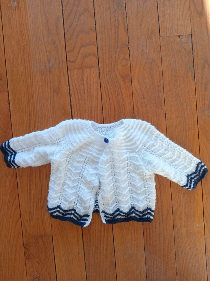 Gilet fille ou garçon, mixte, hiver tricot fait main 1-3 mois